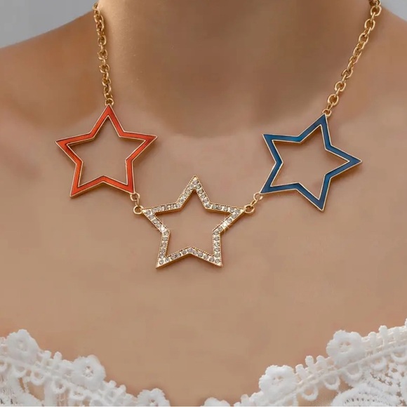 Patriotic Star Crystal Necklace - Picture 2 of 5